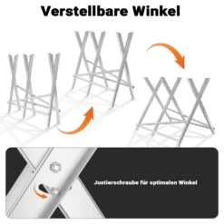 XPOtool Sägebock verzinkt klappbar, 79x81x80 cm, mit 3 Haltern und Zahnung, Holzschneidebock als Sägehilfe, bis 100 kg