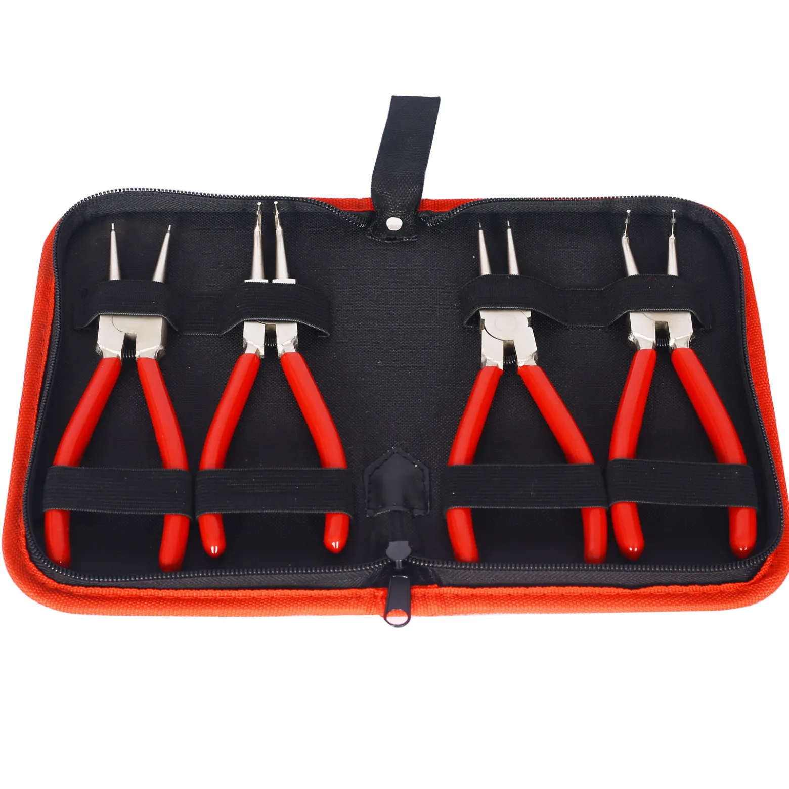 XPOtool Sprengring Zange Set 4 teilig, 90° Winkel und gerade, Seegeringzange aus Carbonstahl für Innenringe Außenringe, Sicherungszange mit rutschfestem Griff