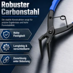 XPOtool Sprengring Zange 90° Winkel, 65 mm lange Spitzen, Seegeringzange aus Carbonstahl für Innenringe Innensprengringe, Sicherungszange mit rutschfestem Griff