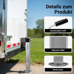 XPOtool Stützen Set für Kipper Hochlader Anhänger, 140 x 140 x 415 mm, Stützlast 1350 kg pro Stütze, Hub 240 mm, klappbare Stützfüße
