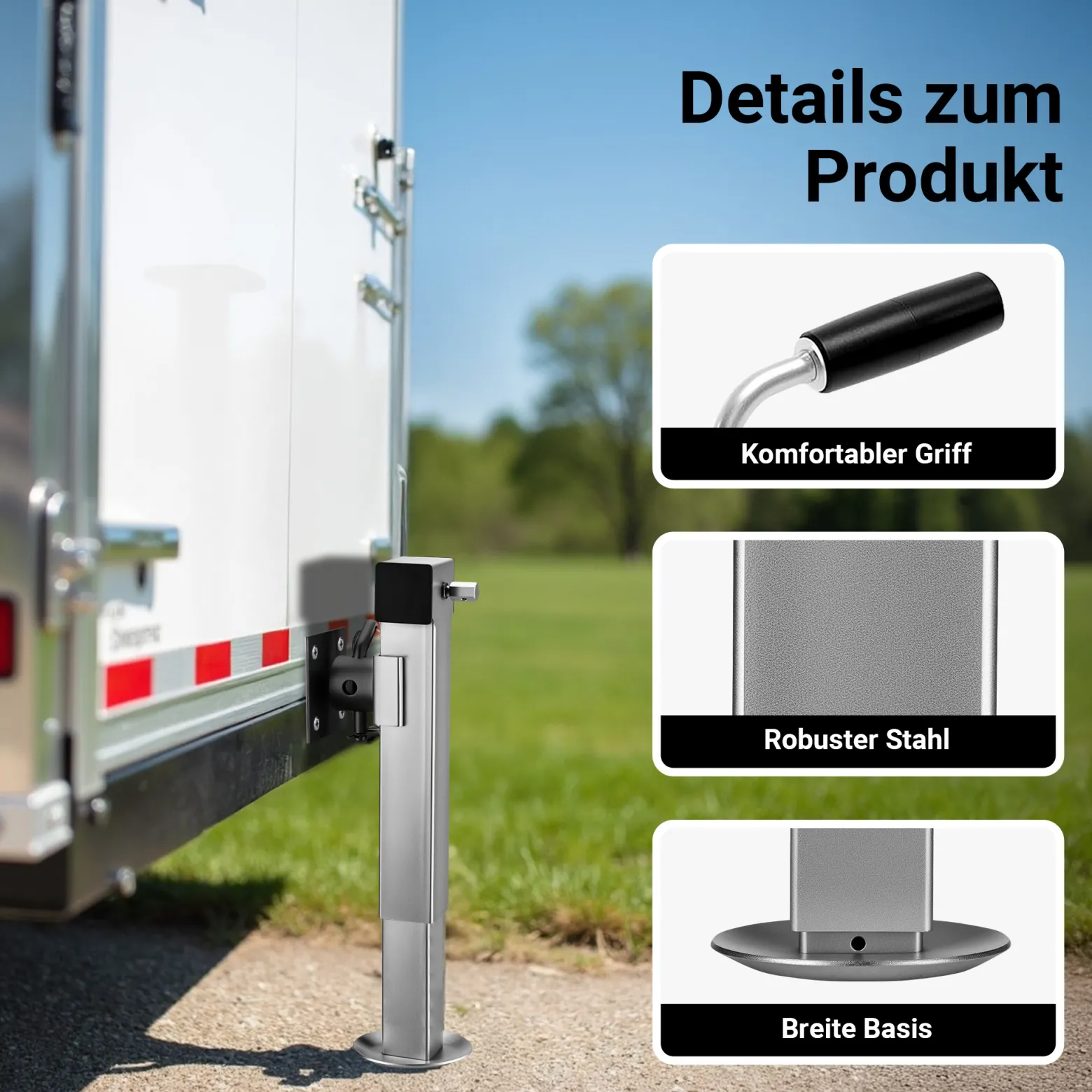 XPOtool Stützen Set für Kipper Hochlader Anhänger, 140 x 140 x 415 mm, Stützlast 1350 kg pro Stütze, Hub 240 mm, klappbare Stützfüße