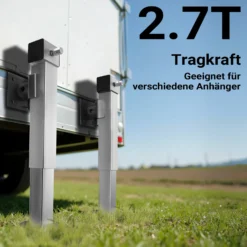 XPOtool Stützen Set für Kipper Hochlader Anhänger, 140 x 140 x 415 mm, Stützlast 1350 kg pro Stütze, Hub 240 mm, klappbare Stützfüße