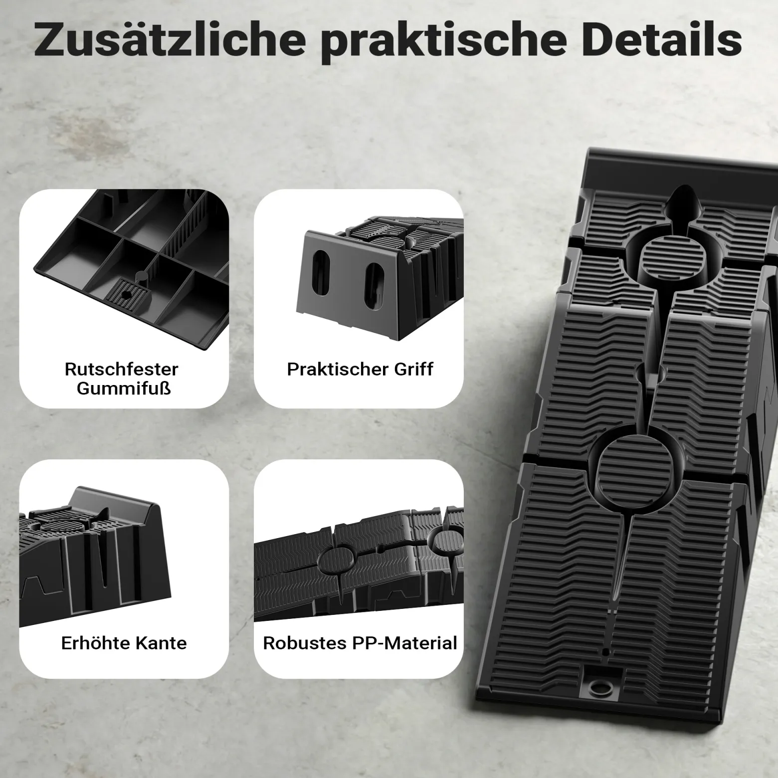 XPOtool teilbare Auffahrrampe 2er Set Schwerlast Autorampen bis 2,5 Tonnen aus Kunststoff für Pkws