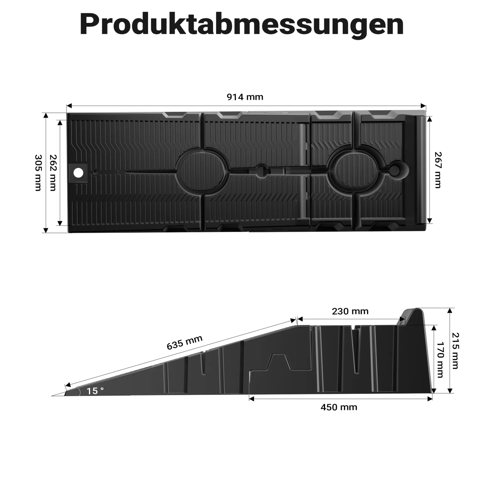 XPOtool teilbare Auffahrrampe 2er Set Schwerlast Autorampen bis 2,5 Tonnen aus Kunststoff für Pkws