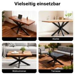 XPOtool Tischbeine aus Stahl Spidergestell 71x68x120cm in Schwarz Tischkufen Tischgestell Tischuntergestell mit Spider-Profil