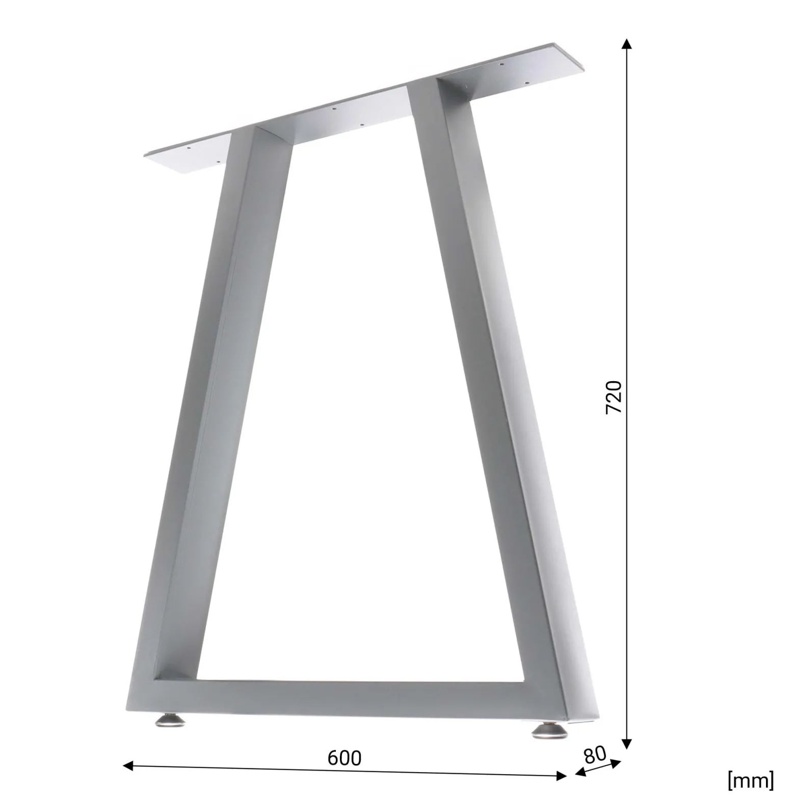 XPOtool Tischbeine 2er Set aus Stahl 60x72cm Grau in Trapez-Form Industrial Vierkantrohr Tischkufen Tischgestell Tischuntergestell