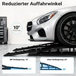 XPOtool Verlängerung für Auffahrrampen 2x 400 kg 650 x 195 mm Kfz-Rampe aus Stahl als Erweiterung für Autorampe, Verladerampe