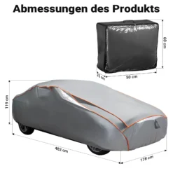 XPOtool Vollgarage für Auto Größe L 482x178x119cm Schutz vor Hagel, wasserdicht, lackschonend, Autoabdeckung mit Luftschlitzen, Reflektoren, Spanngurten