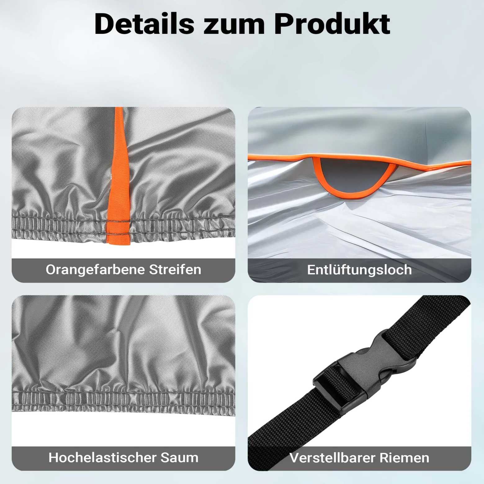 XPOtool Vollgarage für Auto Größe XL 533x178x119cm Schutz vor Hagel, wasserdicht, lackschonend, Autoabdeckung mit Luftschlitzen, Reflektoren, Spanngurten