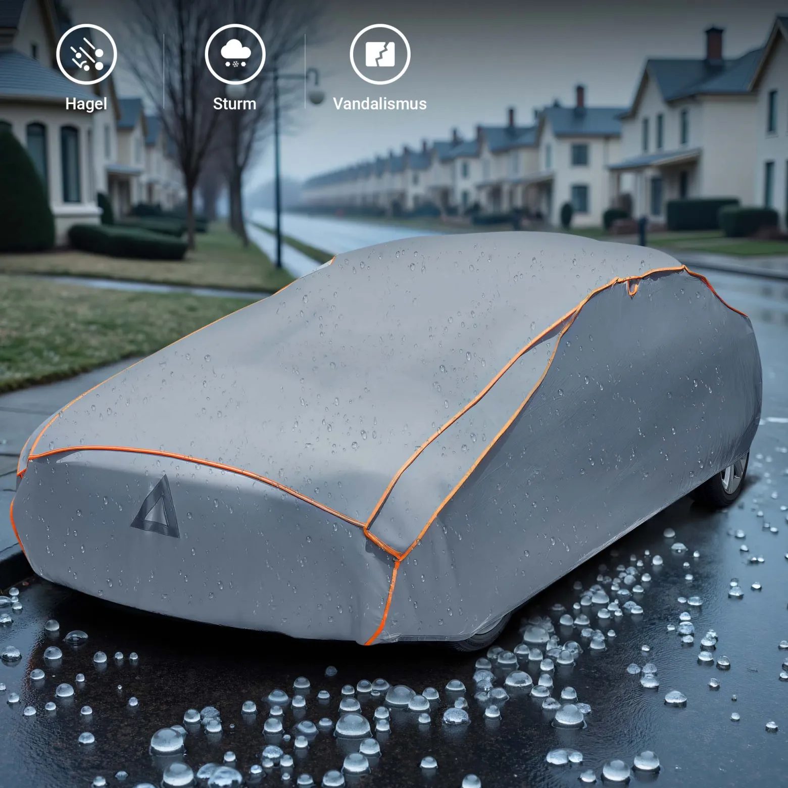 XPOtool Vollgarage für Auto Größe XL 533x178x119cm Schutz vor Hagel, wasserdicht, lackschonend, Autoabdeckung mit Luftschlitzen, Reflektoren, Spanngurten