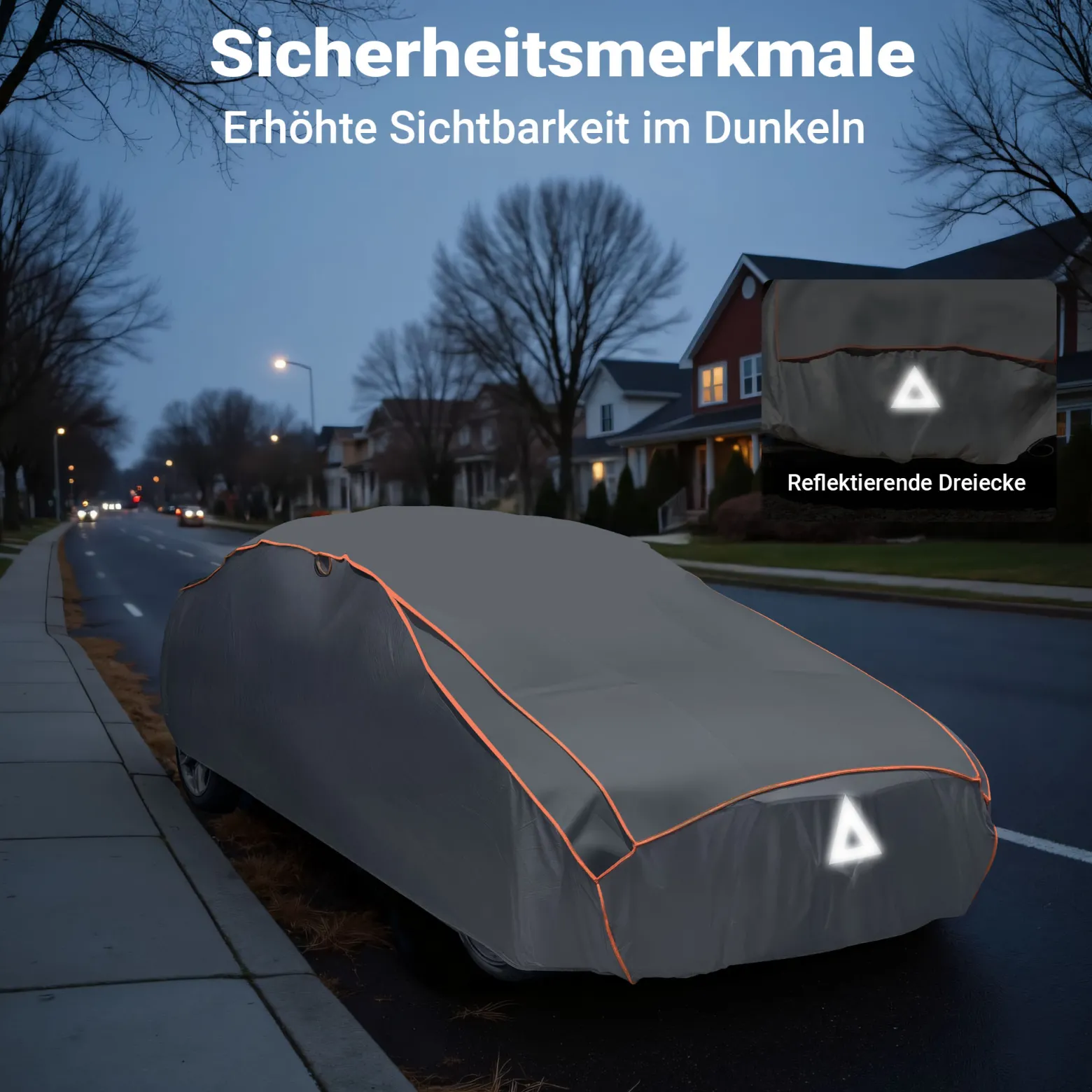 XPOtool Vollgarage für Auto Größe XL 533x178x119cm Schutz vor Hagel, wasserdicht, lackschonend, Autoabdeckung mit Luftschlitzen, Reflektoren, Spanngurten