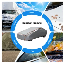 XPOtool Vollgarage für Auto Größe XL 533x178x119cm Schutz vor Hagel, wasserdicht, lackschonend, Autoabdeckung mit Luftschlitzen, Reflektoren, Spanngurten