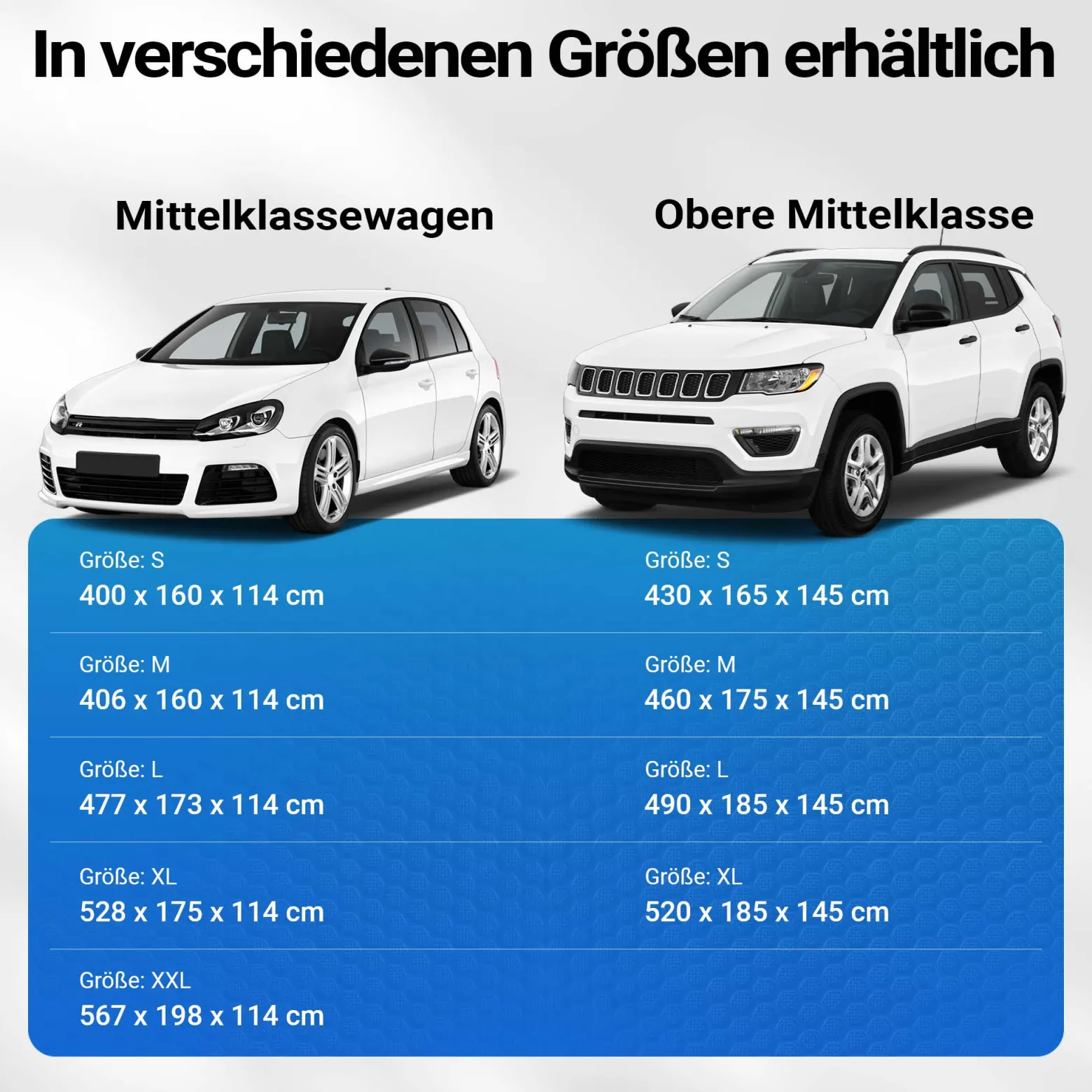 XPOtool Vollgarage für Auto Größe XXL 572x203x119cm Schutz vor Hagel, wasserdicht, lackschonend, Autoabdeckung mit Luftschlitzen, Reflektoren, Spanngurten