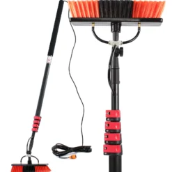 XPOtool Waschbürste Teleskopstiel und Wasserzufuhr Set, 6 m Stiel, 10 m Schlauch, Waschbesen u.a. für Fenster und Solarpaneele
