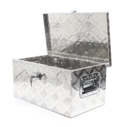 XPOtool Werkzeugbox Alu 50,8 x 30,5 x 24 cm, Silberfarbene Transportbox, Werkzeugkiste inkl. Schlüssel, Alubox mit Handgriffen, großzügige Deichselbox