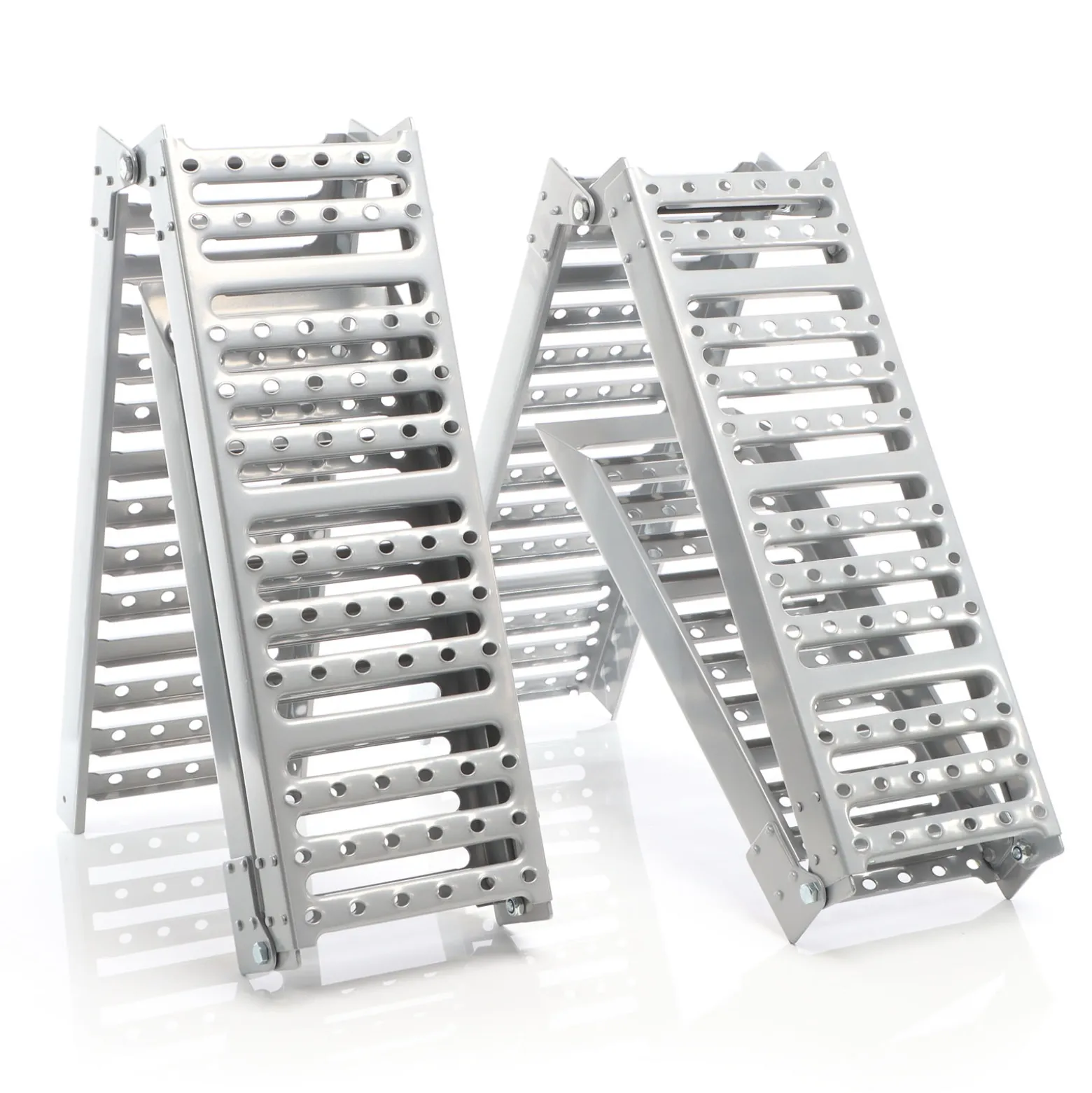 XPOtool 2x Auffahrrampe max. 800 kg 3-fach klappbar 195,5 cm für Motorrad ATV Quad, Stahl Auffahrschiene faltbar, Verladerampe rutschsicher