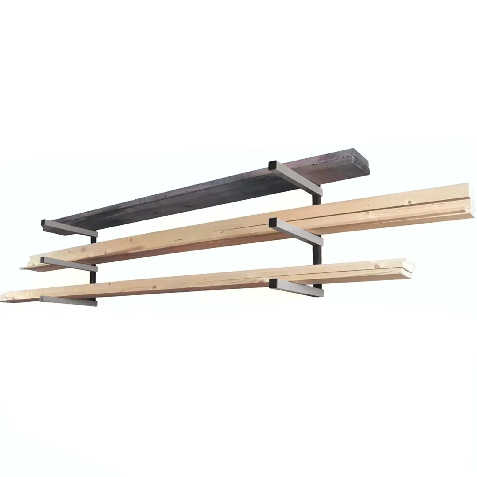 XPOtool 2x Metallregal zur Holzlagerung, 310 x 30 x 455 mm, Kragarmregal mit 3 Etagen, Schwerlastregal 50 kg pro Ebene in Schwarz
