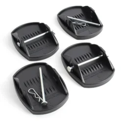 XPOtool 4x Stützplatten 180 x 145 mm mit Metallstift für Kurbelstütze von Wohnwagen, Wohnmobil, Caravan und Anhänger, Kurbelstützenplatten