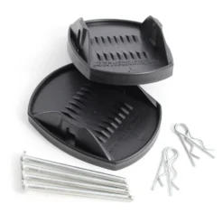 XPOtool 4x Stützplatten 180 x 145 mm mit Metallstift für Kurbelstütze von Wohnwagen, Wohnmobil, Caravan und Anhänger, Kurbelstützenplatten