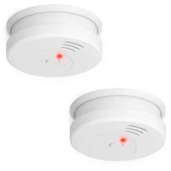 2x Rauchmelder mit 9V Batterie, Lange Lebensdauer, Lautstärke Alarm 85dB, Brandmelder kabellos, DIN EN 14604
