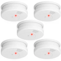 5x Rauchmelder mit 9V Batterie, Lange Lebensdauer, Lautstärke Alarm 85dB, Brandmelder kabellos, DIN EN 14604