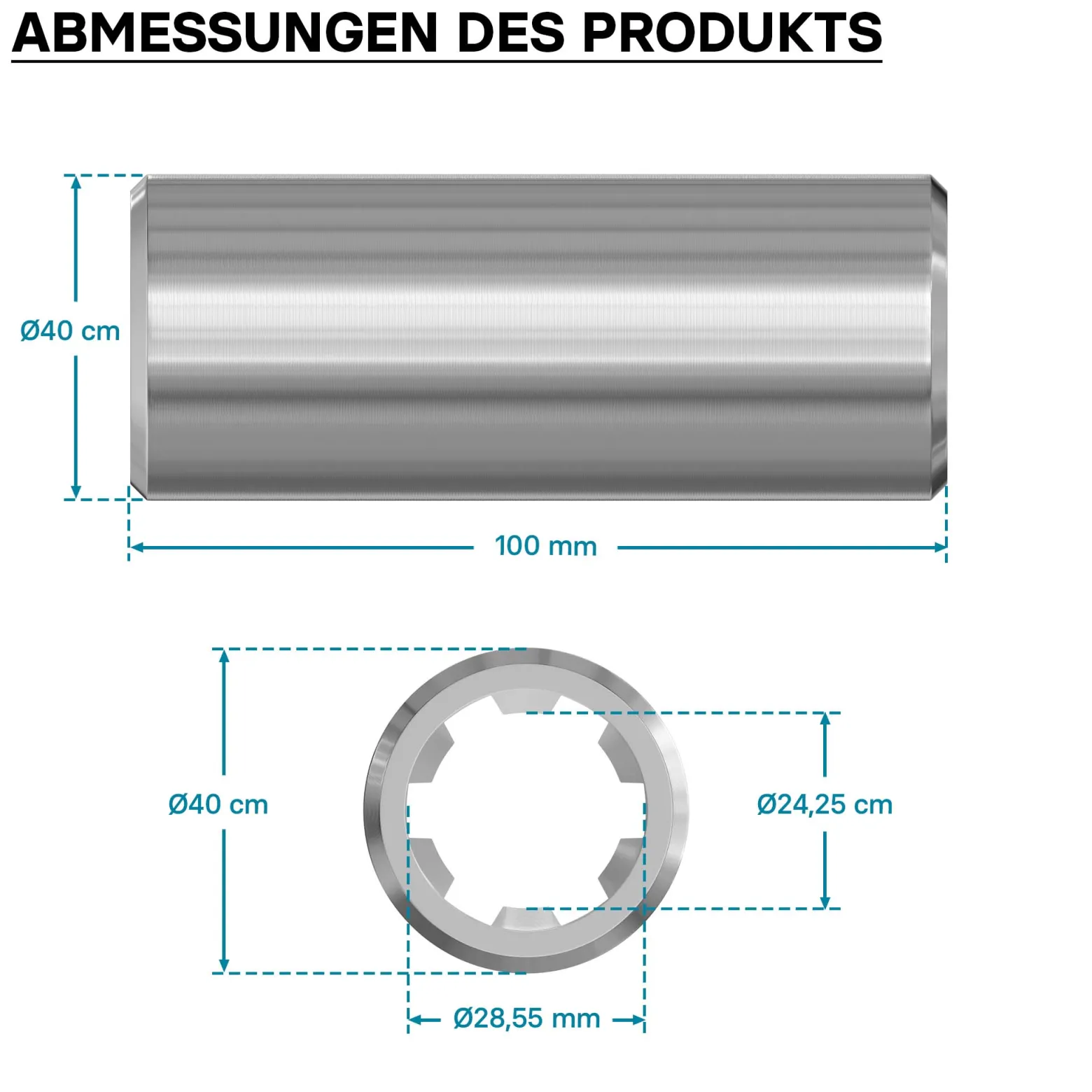 Zapfwellen Buchse A-Typ 100 mm für Vielkeilwelle PTO-Shaft mit 1 1/8" Z6 6 Nuten Traktor Anbaugerät