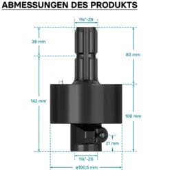 Zapfwellen Freilaufkupplung 220mm, 1 3/8