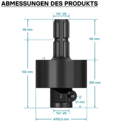 Zapfwellen Freilaufkupplung 201mm, 1 3/8
