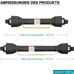 Zapfwelle T6 Gelenkwelle 1010-1111mm 830Nm 540U/min, PTO-Shaft, 74kW (100PS), 2x 1 3/8" 6 Zähne
