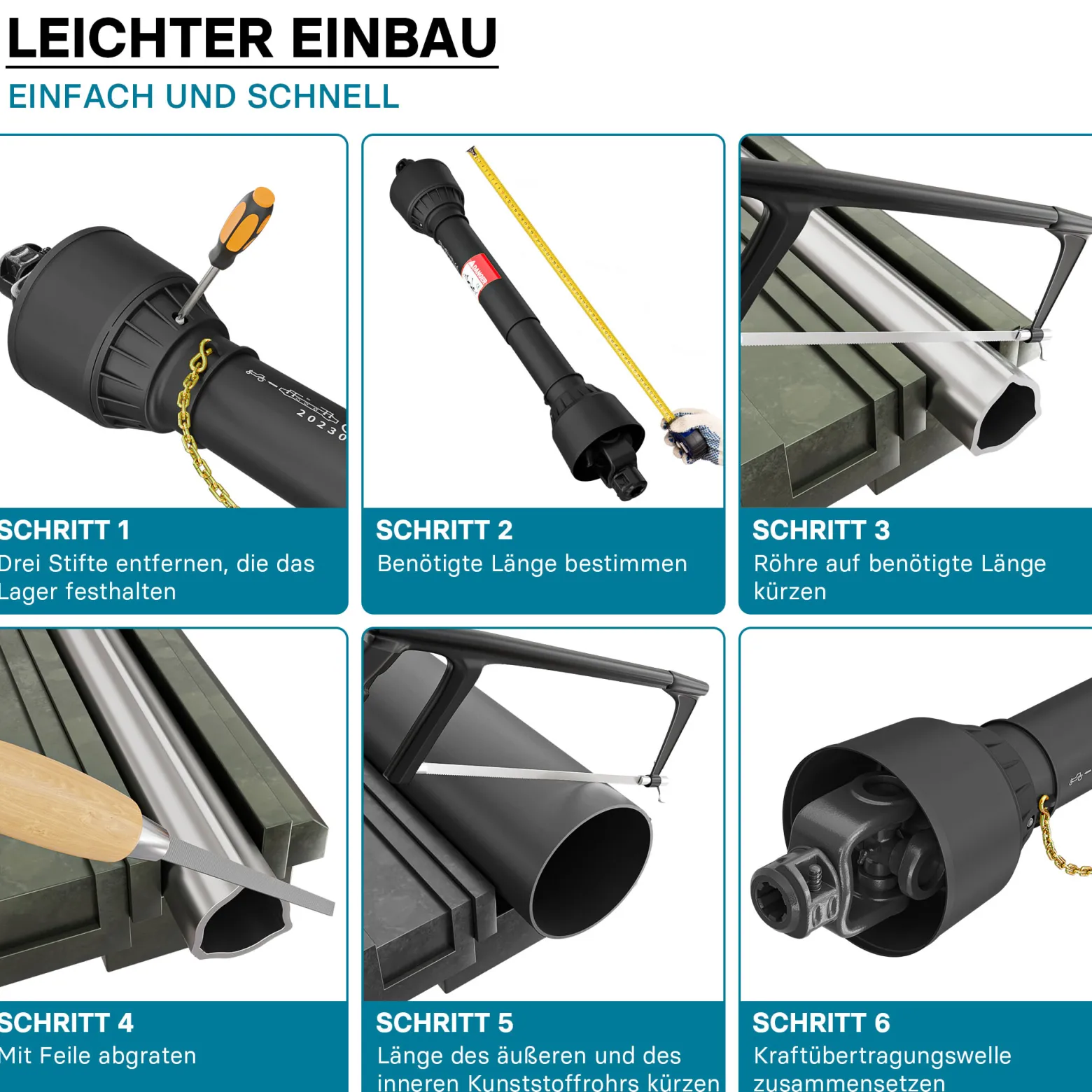 Zapfwelle T6 Gelenkwelle 1010-1111mm 830Nm 540U/min, PTO-Shaft, 74kW (100PS), 2x 1 3/8" 6 Zähne