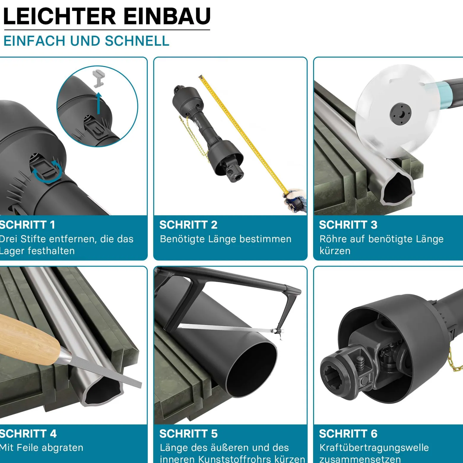 Zapfwelle T4 Gelenkwelle 520mm 460Nm 540U/min, PTO-Shaft, 40kW (55PS), 2x 1 3/8" 6 Zähne