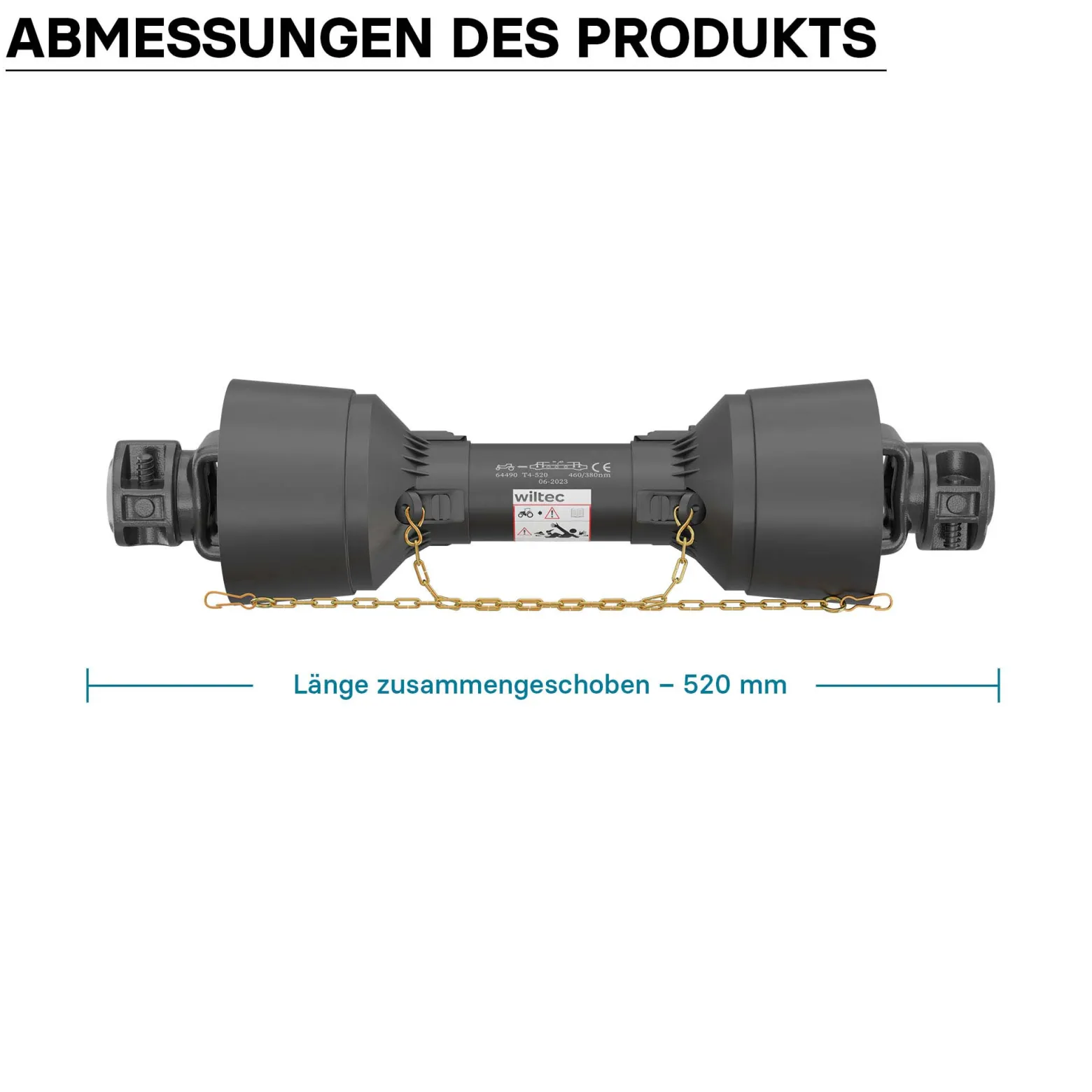 Zapfwelle T4 Gelenkwelle 520mm 460Nm 540U/min, PTO-Shaft, 40kW (55PS), 2x 1 3/8" 6 Zähne