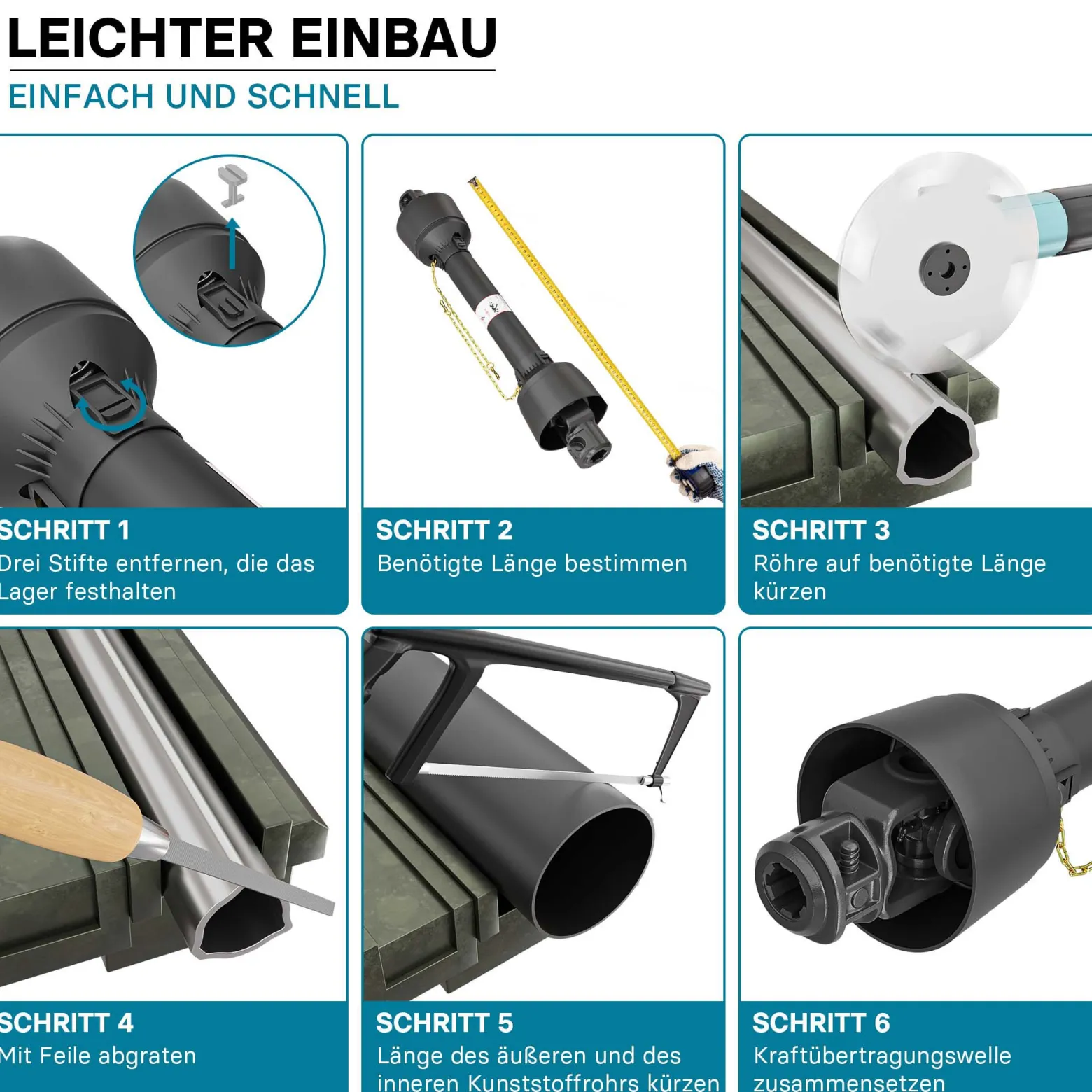 Zapfwelle T4 Gelenkwelle 650mm 460Nm 540U/min, PTO-Shaft, 40kW (55PS), 2x 1 3/8" 6 Zähne