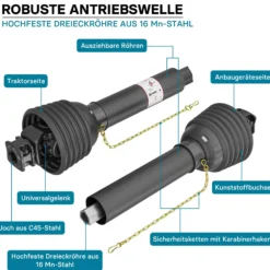 Zapfwelle T8 Gelenkwelle 850-935mm 1240Nm 540U/min, PTO-Shaft, 110kW (150PS), 2x 1 3/8