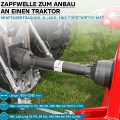 Zapfwelle T4 Gelenkwelle 1600-1760mm 460Nm 540U/min, PTO-Shaft, 40kW (55PS), 2x 1 3/8