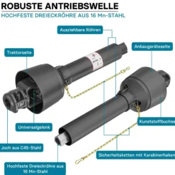 Zapfwelle T4 Gelenkwelle 1600-1760mm 460Nm 540U/min, PTO-Shaft, 40kW (55PS), 2x 1 3/8